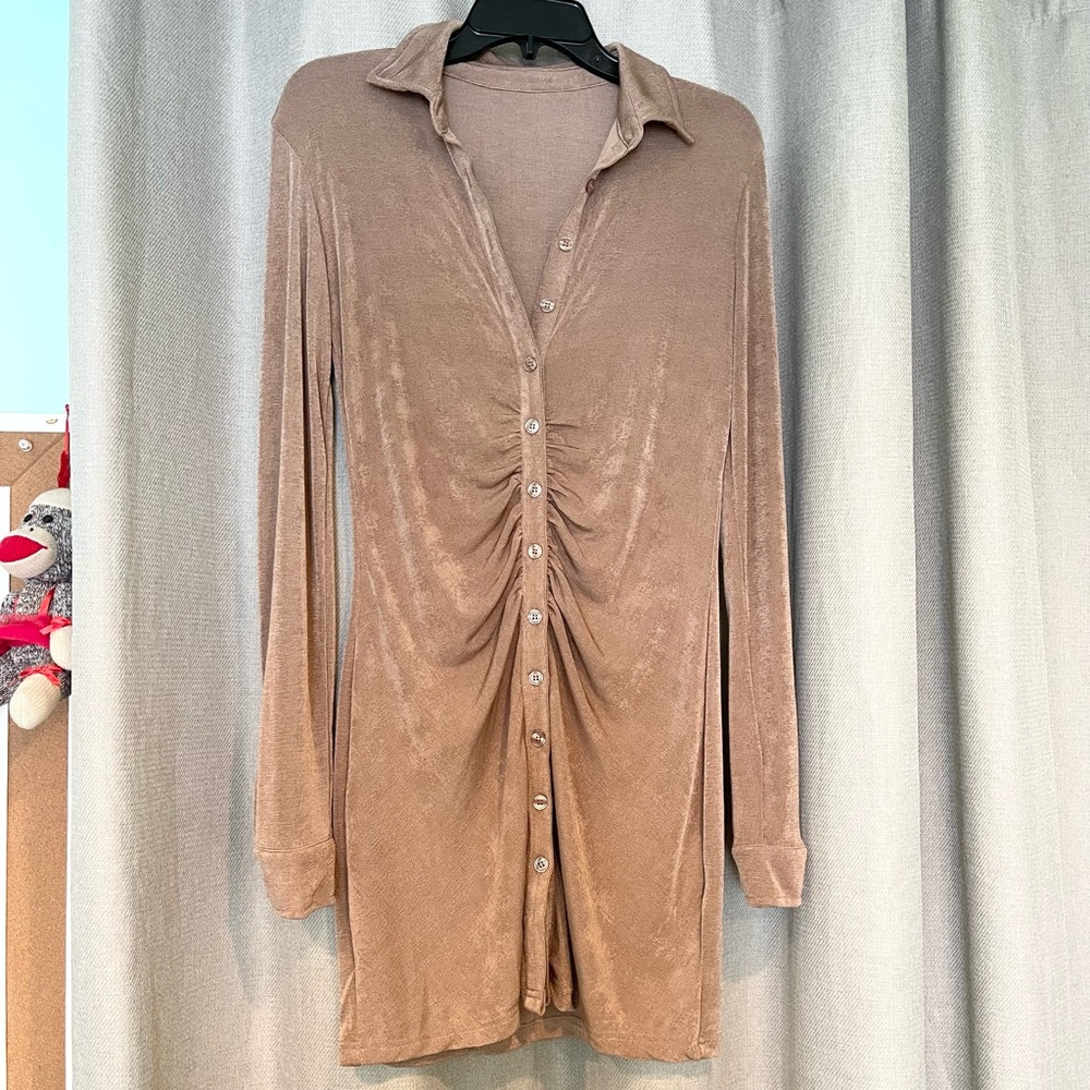 Light Brown Button Down Dress